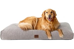 EHEYCIGA XXL Shredded Memory Foam Extra Large Dog Bed Washable, Dog Beds Orthopedic Dog Mattress for Crate Bed, Pet Bed Dog Pillow with Removable Cover, Grey, 120x74x11.5cm