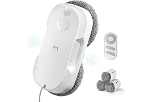 ‎HUTT HUTT DDC56 Fensterputzroboter Doppelstrahl mit Ultraschall Sprühfunktion, Elektrischer Fensterputzer Fernbedienung mit Doppelter Wassertank Tank, Fensterkantenerkennung