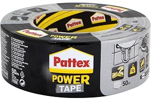 Pattex Power Tejp Silver, Extra Stark Vattentålig Gaffatejp, 1x50m | 3 lagersteknologi, Klarar upp till 17 kg, Lufttät och vattenfast, Rivs av med händerna, Inom- och utomhusbruk