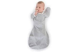 SwaddleDesigns Transitional Swaddle Sack, Baby Swaddles for Newborn with Arms Up Half-Length Sleeves & Mitten Cuffs, Sleep Sack Wearable Blanket, S (2.7-6.4 kg), 0-3 months, Heathered Grey