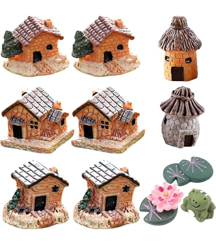 2 Case In Miniatura In Resina – Castello Delle Fate Fai Da Te Per Giardino, Bonsai, Casa Delle Bambole - 6