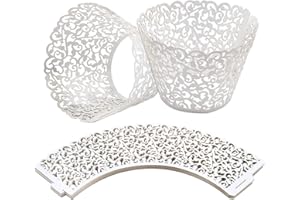 CATTLEYAHQ 25 Piezas Envoltorio para Cupcakes, ausgehöhltes Exquisites Cupcake Dekor, lasergeschnittene Cupcake Liner para Party, Bodas, cumpleaños