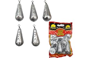 PRO FILSTAR Juego de pesca de plomo de fondo, 5 x 90 g, con remolino, juego de plomo de pesca, pesca de fondo, plomo de pera, peso de plomo, pesos de pesca, pesos de plomo, kit de plomo para carpas
