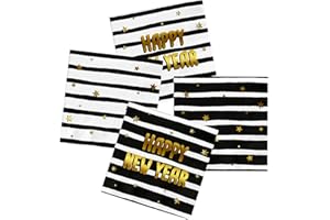 Folat 63756 Servietten - BlackGold HNY - 33 x 33 cm - 20 Stück - Silvester Deko, Neujahrs Party, Neujahr Silvesterdeko, Frohes Neues Jahr, Happy New Year