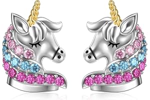 AOBOCO Orecchini Unicorno Argento Sterling 925 per Bambina, Gioielli Unicorno Regali di Compleanno per la Figlia Delle Donne