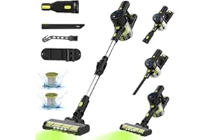 SANFNZ Akku Staubsauger, 40000Pa/500W Super Ruhiger Staubsauger Kabellos, 50 Min Laufzeit mit Smart Display/Anti-Tangle-Bürste/Zusätzlich 2*HEPA, 6-in-1 Stabstaubsauger für Hartböden/Teppiche/Tierhaare/Auto