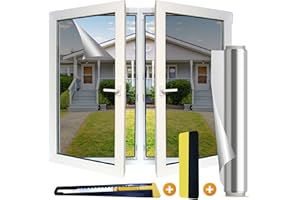 ViShawtek Pellicola Per Vetri Finestre Specchio Privacy Pellicola Finestre 99% Anti-UV,Pellicola Antisolare Oscurante,Pellicola per Termica,Pellicola Adesiva Adatto per Ufficio Casa Argento,40 * 200