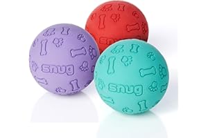 Snug Palline in gomma per cani di piccola e media taglia di tutte le razze, dimensioni di palline da tennis, praticamente indistruttibili (confezione da 3, fresche)