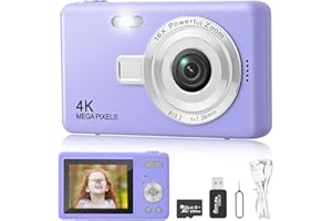 ZOELELE Macchina Fotografica Digitale con Scheda 64GB, 1080P 40MP Fotocamera Digitale Compatta con Zoom Digitale 8X Flash, Fotocamere Digitali Per Bambini Adolescenti Adulto Principianti (Viola)