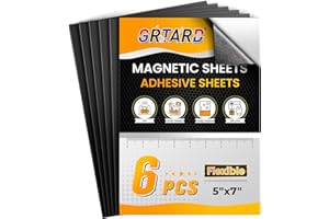 Grtard 6pc Magnet Sheets with Adhesive Backing - 5" x 7", Peel & Stick Magnetic Paper for Stickers & Photos, DIY