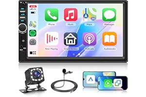 Rimoody 7 Inch Double Din Carplay Car Stereo Android Auto, 2 Din HD Touchscreen Car Radio with Car Play Android Auto Mirror Link, Backup Camera, Bluetooth, FM, EQ SWC/USB/TF/AUX Remote Control