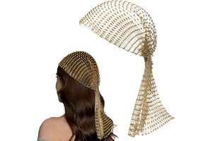 TIHNY chainmail-hårband dam, 90 cm elastiskt strass-fischnät, ihålig meshdesign, håraccessoar i turbanstil för fest