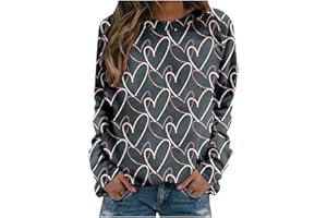 SHZFGUI Pullover Femme Comfy Polyester Travail Motif Coeur Chemisier Col Rond Leger Long Sleev Pullover Femme Valentine's Day Casual