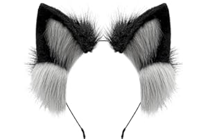 ZFKJERS Handgefertigtes Fell Fuchs Katzenohren Stirnband Fursuit Kopfbedeckung Cosplay Kostüm Party Zubehör