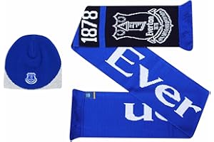 Everton F.C. Men's Official Everton Fc Beanie Hat & Scarf Fans Gift Set