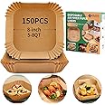 Air Fryer Liners Disposable Paper, 150 PCS Non-stick Parchment Paper, Air Fryer Disposable Liners For 5-8QT Air fryer, Oil-proof 8 Inch Airfryer Paper for Frying, Baking, Roasting Microwave (Square)