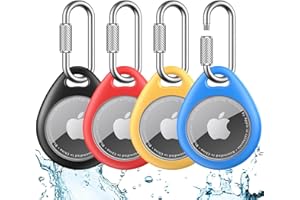 UNBREAKcable Holder for Apple AirTag (4 Pack) - TPU Protective Case with 304 Stainless Steel Twist Lock Carabiner Clip, Anti-Lost, Waterproof, Snug Fit, Anti-Scratch, 4 Colours