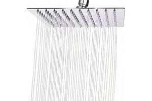 Bosmsaslad Alcachofa de Ducha, 10 Pulgadas Rociador Ducha Cuadrado Acero Inoxidable, Cabezal Lluvia, 360° Ducha Ángulo Ajustable Ultra-Delgado, Antical Alta Presión Efecto Lluvia Fácil Limpieza