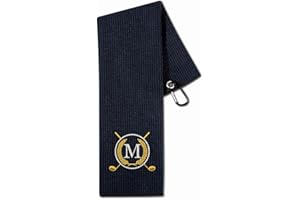 CybGene Golf Towel with Monogrammed Embroidery, Initial Golf Gifts, Personalized Golf Accessory for Men, Women on Birthday, Retirement, Microfiber Golf Towel, Black-M
