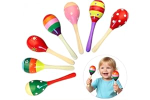 WSNDM 1 Paar Rasseln aus Holz, Rasseln Percussion Musical Zubehör, Maracas Eierschale Shaker Sand Hammer, Musik Instrument für Babys, für Kinder, Partys und Schulen (Zufällige Farbe)