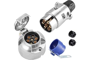 SPARKMOTO Metallo Presa 7 Poli E Metallo Spina Rimorchio 7 Poli,12V Spina E Presa Rimorchio 7 Poli Alluminio,Impermeabile Spina Presa 7 Poli per Rimorchio RV,con porta spina rimorchio blu(Alluminio B)
