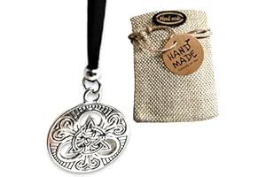 WORLD GOBLINS Collar Nudo de Bruja Amuleto Plata | Antelina Negra 50cm Adaptable para Hombre y Mujer |Hecho a Mano, Amuleto | Protección contra Hechizos + Bolsa de Yute Hecha a Mano Regalo (Estilo 2)
