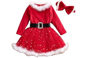 Générique Robe de Noël, Enfant en Bas âge bébé Fille Robes à Carreaux Tenue De NoëL Enfant en Famille Pull Noel Bebe Fille Robe Noel Bebes | Tenues Parti Rouge 1-4 Ans