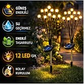 ARVALE G&uuml;neş Enerjili Ateş B&ouml;ceği Bah&ccedil;e Lambası 2 Adet 6&rsquo;lı Demet Solar Dekoratif Bah&ccedil;e Aydınlatması