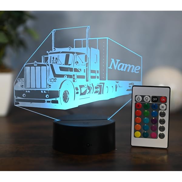 Lampe 3D Camion Renault Magnum Avec Télécommande - Veilleuse LED Multicolore, Fabrication Française