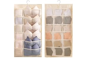 GENPAR Hanging Storage - 30 Pockets Hanging Closet wardrobe Storage Bra Underwear Socks Ties Organiser，Large Underwear Organiser for Wardrobe Wall-Double-Sided Space-Saving Clothes Organiser (30)