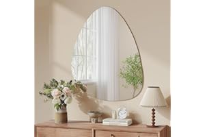 Dripex 65 x 50cm Irregular Wall Mirror, Frameless Bathroom Mirror Wall Mounted with Pre-Fitted Hanging Holes & Fixing Kit - Wall Mounted Horizontally or Vertically