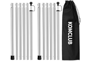 KOMCLUB Tarp Poles Adjustable Tent Pole Upgrade Thickened Stainless Steel Camping Tarp Pole for Outdoor Canopy Awning Rain Shelter