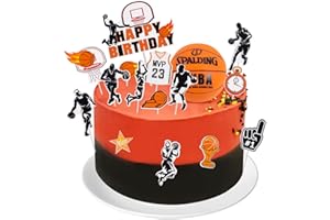 MEINRAUM 17 Stück Basketball Tortendeko, Basketbälle Kuchen Topper, Cake Toppers Deko Geburtstag, Basketball Party Dekoration für Mann Junge Mädchen Geburtstagsfeier (Basketball)