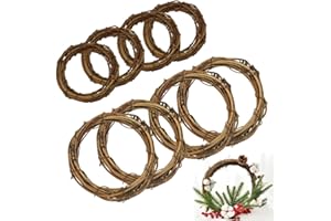 RECHCIGA 8 PCS Guirnalda de Ratan Corona de Ratan Natural de 8cm y 12cm Bases para Coronas navideñas anillo de ratán de navidad Coronas de Vid para DIY Manualidades Decorar Puertas Jardín Fiesta