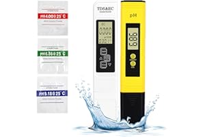 HUGWAIT pH Metre, TDS EC Mètre Température, Testeur de Qualité de L'eau 4 Dans 1, Testeur PH Numérique Résolution Haute Précision 0,01, Ph Metre Electronique pour Piscine, Eau Potable, Aquarium