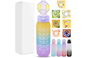 Usper Botella de agua de aire de 1 litro, sin BPA, a prueba de fugas, con 7 cápsulas de sabor, botella de tritán, juego de iniciación perfumado, 0 azúcar, 0 calorías, botella de agua con pajita para
