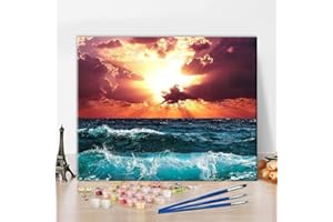 TISHIRON Kit de pintura de bricolaje por números para adultos paisaje de playa, color por números, pintura de paisaje natural, artesanía para decoración de pared, artesanía 40x50 cm (sin marco)
