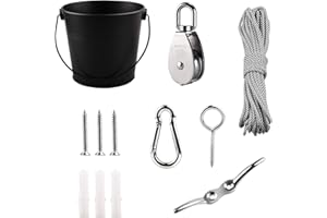 FUQUN Kinderflaschenzug mit Eimerkabel, Riemenscheibe für Baumhaus, Spielhaus, Klettergerüst, Seilwinde und Spielturmzubehör, Schwarz