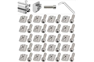 FENGJINGJIACHENG 40 Pcs/20 Sets Roll-in Spring T-Nuts, T-Slot Bolts and Nut, Metal Profile T Slot Nuts and Bolt, With L-type wrench, T Track T Nut and Bolts for 2020 Aluminum Profile - 20 Series,M5