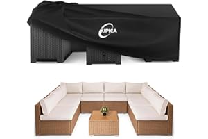 Kipiea Pokrowce na Meble Ogrodowe, Wodoszczelny, Kwadratowe Zewnątrz Okrowiec Ochronny na Stół na Krzesło Wiatroszczelny, 420D pokrowce na stół ogrodowy Anti-UV, bez łez- 300x300x71cm