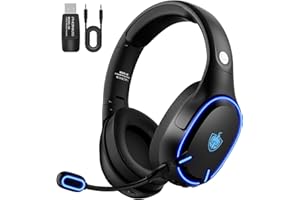 YOTMS Wireless Gaming Headset for PS4, PS5, PC, Switch, 2.4GHz USB Gaming Headphones with Microphone, Q6 Bluetooth 5.3 Over Ear Headphones for Laptop/Tablet, Low Latency, 30H Battery (Black)