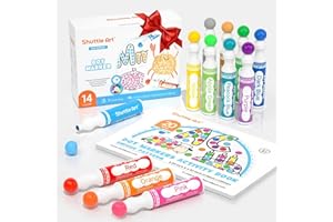 Shuttle Art Marqueur à Point Lavable, 14 Couleurs Dot Marker(40ml chacun) avec 1 Livre de Coloriage, Feutres Coloriage Enfants Non Toxique, Bingo Dabber pour Activité Créative pour Education Précoce
