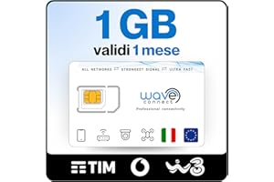 Wave Connect SIM solo dati a tripla rete (TIM, Vodafone, WindTre), 4G LTE + 5G, prepagata, attiva al primo uso, valida in Italia e UE, per dispositivi IoT e telecamere (1 GB | 1 mese)