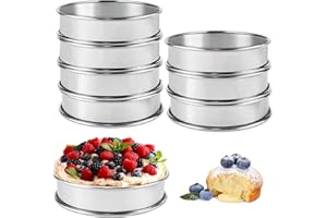 QGGTQG Crumpet Anillos para hornear, 10 cm, 8 unidades, acero inoxidable 304, anillos para tartas, fáciles de desmoldear, anillos redondos para magdalenas para panqueques, huevos, magdalenas (10 cm)