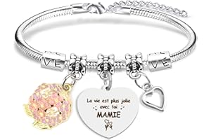 BOMEON Cadeau Fete Des Meres, Cadeau Mamie, Bracelet Mamie, Cadeau Grand Mere, Cadeau Pour Mamie, Idee Cadeau Mamie, Cadeau Personnalisé Mamie, Cadeau Mamie Original, Cadeau Noel Mamie
