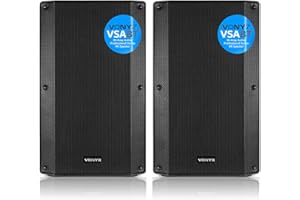 VONYX VSA12BT Bluetooth Active PA Speaker System, Pair of 12-Inch 1600W Powered DJ Speakers with USB MP3 Media Player, Dual Mic Inputs, Remote Control, Stage & Event Audio Solution