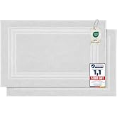 Komfortec 2 Cotton Bath Rugs, 50 x 70, White | 600 g/m&sup2;, absorbent and quick drying