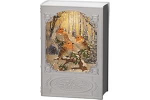 Konstsmide Latarnia wodna LED, "Książka z rudzikami", biała, wypełniona wodą, timer 5 h, 1 dioda o ciepłej białej barwie, zasilanie bateryjne i USB, 4285-200