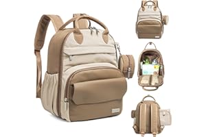 KeaBabies Baby Wickeltasche mit Wickelunterlage - Multifunktionale Reise Wickelrucksack Lässig, Umstands Mommy Bag, Kompakte 12L Kapazität,PU-Leder, Wasserdicht,Unisex,Stilvolle Baby Diaper Bag(Latte)