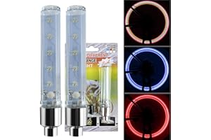 Tiryns 2PCS Bike Wheel Light Waterproof Bicycle Wheels Neon Lamp Bike Wheel Tire Valve Cap Spoke Neon 5 LED Flash Lights LED Bicycle Value Cap Light for Car Bike Bicycle Motorbicycle